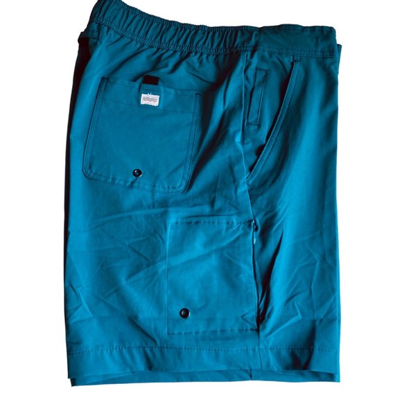 Trunks Surf & Swim Co Men MultiPurpose Short 6.5 in Sz XXL Stretch Jacquard Teal - Picture 4 of 15